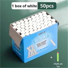 100pcs/50pcs Multi-Color Boxed Teaching Chalk, White Macaron & Assorted Colors, Fine Texture, Even Coloring, Break-Resistant, Suitable For Teachers' Classroom Instruction, Children's Doodle Drawing, Classroom Blackboard Writing, Home Painting Educational Tool - Multicolor - View 10