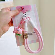 1pc Dopamine Short Phone Lanyard Wrist Strap, Colorful Patchwork Fruit Keychain Pendant, Durable Anti-Loss Short Rope - Multicolor - View 10