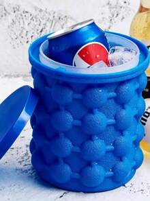 1pc Silicone 2-In-1 Ice Maker, Portable Ice Bucket And Ice Tray With Lid, Space-Saving Freezer Ice Making Tool, Summer Essential, Cocktail Cold Drink Bar Accessory, Home Bar, RV, Dormitory Essential Kitchen Gadget, Suitable For Halloween, Thanksgiving, Christmas - Multicolor - View 6