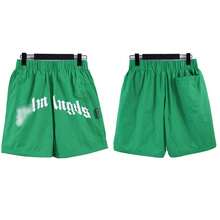 Men's Summer Letter Print Casual Shorts Lightweight Breathable Loose Beach Pants Ins - Green - View 2