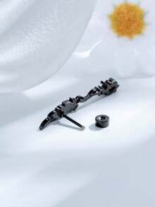 1pc Sweet Cool Unique Dark Style Angel Wings Titanium Alloy Bar Ear Cartilage Piercing Stud - Angel Wing Stud Earrings - View 7