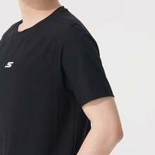 Skechers Men's Raglan Sleeve Small Logo Print Cooling Quick-Dry Crew Neck Sports Short Sleeve T-Shirt - Black - View 4