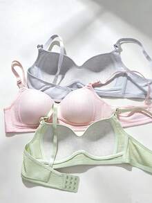 4pcs/Set Cotton Striped Underwear For Teenage Girls, Comfortable & Simple Bra, Suitable For 13-16 Years Old (Recommended To Buy One Size Larger) - Multicolor - View 2