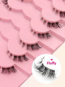 7 Pairs Half Eyelash, Kitten Eye Natural Extension Cat Eye Lashes, Short Soft Faux Mink Lashes, Clear Band, Fluffy Half Lashes, Suitable For Daily And Party Beginner Makeup - Black - View 4