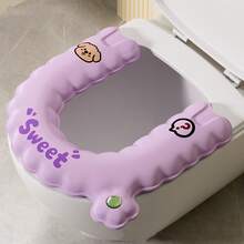 1/2pcs Cartoon Toilet Seat Cushion, Waterproof & Warm Toilet Pad, Bathroom Accessories Storage, Universal Toilet Seat Cushion, Portable Home Use, Suitable For All Seasons - Multicolor - View 3