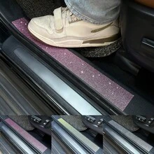 1pc Car Threshold Decoration Strip With Diamond Inlay Car Threshold,Car Anti-Collision Tape Door Edge Sticker DIY Car Accessories - A - View 1