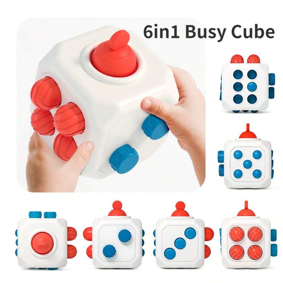 Multi-Functional 6-Sided Busy Cube, Finger Exercise Toy, Develops Motor Skills & Coordination, Great Gift For Kids(Birthday,All Holiday,Vacation)