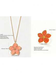 VceTd 1 Set Cute Plumeria Design Stainless Steel Women's Jewelry Set Suitable For Women's Daily Wear Or Vacation Wear Or Holiday Gift - Yellow Gold - View 15