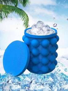 1pc Silicone 2-In-1 Ice Maker, Portable Ice Bucket And Ice Tray With Lid, Space-Saving Freezer Ice Making Tool, Summer Essential, Cocktail Cold Drink Bar Accessory, Home Bar, RV, Dormitory Essential Kitchen Gadget, Suitable For Halloween, Thanksgiving, Christmas - Multicolor - View 1