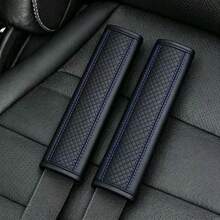 2pcs PU Leather Embossed Car Shoulder Strap Covers, Seat Belt Decor, Car Interior Accessories, All Season Use - A - View 11