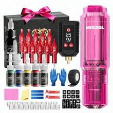 Neebol Tattoo Gun Kit Complete Set, Portable Design, Cordless Tattoo Pen, 1600mAH Battery, Wireless Machine, 20 Red Cartridge Needles, 8 Inks, Extra White Soap, Tattoo Supplies For Beginners & Artists, Body Art Makeup, Easter Gift - Multicolor - View 11