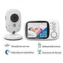 Baba Eletrônica Com Monitor Visão Noturna, Câmera c/ Audio Sensor de Temperatura VB603 3,2 polegadas - Visão 10
