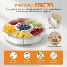 6-Grid Rotating Snack Tray With Lid & Handle - 360° Rotating Multi-Compartment Storage Box Compatible For RV Refrigerator/Camper  Parties, Picnics, Travel - Compact Shelf Rotation - 6-grid Rotatable - View 6