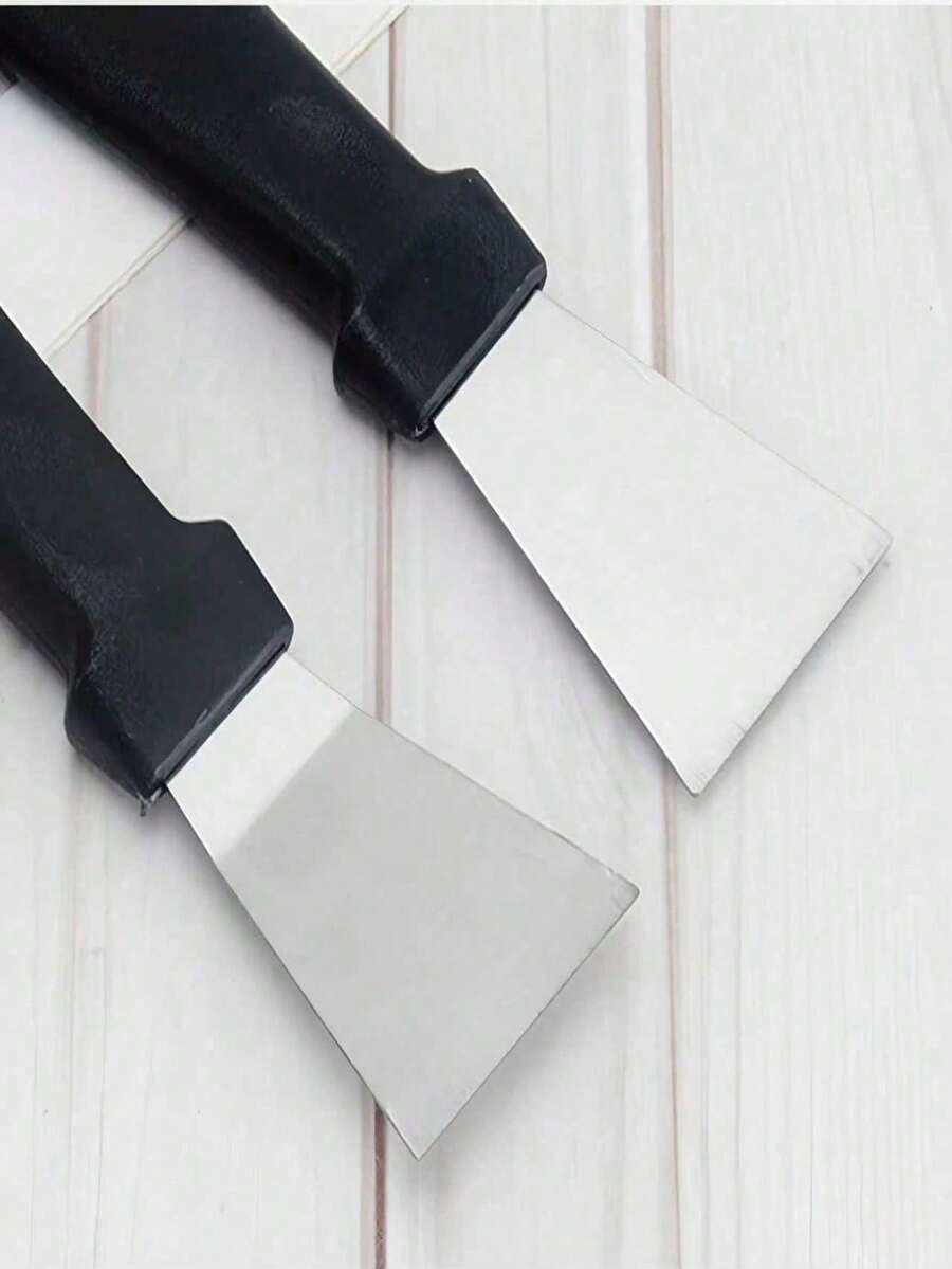 2pcs 14cm Straight/Curved Scraper, Refrigerator Defrosting Scraper, Kitchen Cleaning Tool, Pot Bottom Scraper, Degreasing Tool, Black Smoke Scraper