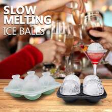 2.5 Inch Large Silicone Ice Ball Mold Tray With Lid And Funnel, Reusable Easy-Release Round Ice Ball Mold, Large Ice Cube Tray, Perfect Gift For Whiskey, Cocktails And Drinks - Multicolor - View 2