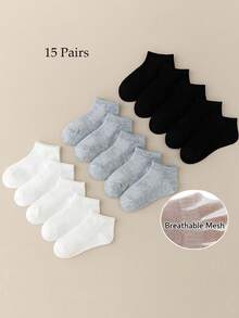 15 Pairs Kids Mesh Socks, Thin Breathable Mesh Design, Ribbed Cuff Not Tight On Baby's Ankles - Multicolor - View 8