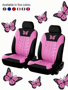 9PCS 4PCS Car Seat Cover Full Set, Universal Butterfly Pattern Embroidery Auto Car Seat Covers,Made Of Polyester Fabric, Car Seat Cover Full Sets, ,Universal Cloth Front Seat Covers For Car Sedan, Van, Automotive Interior Covers, Airbag Compatible - ZYT[款式5] - 查看 21