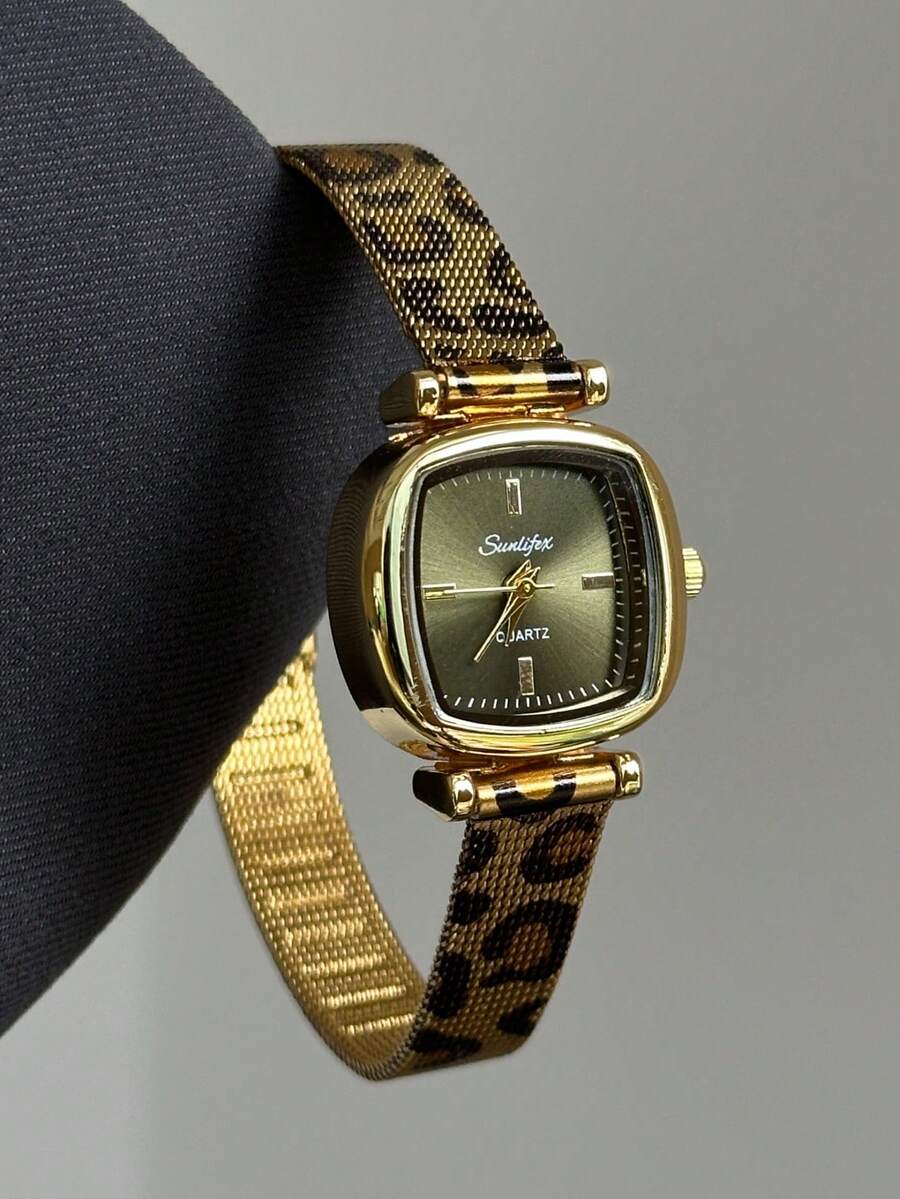 1pc Oval Vintage Style Gold Bamboo Strap Quartz Women's Watch, Elegant And Exquisite, Suitable For Daily Wear, Birthday Gift, Party - Gold - View 1
