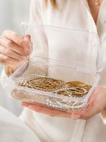 1pc Transparent Jewelry Box, Ring Necklace Box, Lipstick Cosmetic Storage Box, Stationery Box, Desktop Storage Box, Display Box, Glasses Box, Transparent Plastic Box, Desktop Cosmetic Jewelry Storage Box, Multi-Functional Compartment Small Box, Back To School Gift Box Storage - Clear - View 6