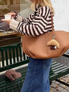Women's Casual Striped Pullover Sweater, Autumn/Winter - Brown - View 3