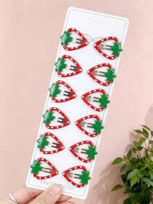 8/16/Pcs/Set Cute Strawberry Hair Clips, Sweet Hair Accessories - Suitable For Girls And Women, Applicable For Daily, Vacation, Date, Party, Back To School Season - Multicolor - View 4