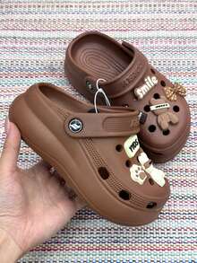 Children's Platform Flip-Flops With Randomly Selected Pendant - Lightweight, Comfortable, Odorless, 100% EVA - Maroon - View 1
