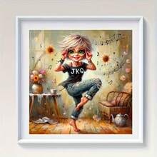 1PC DIY 5D Diamond Painting Kit Cute Girl Pattern - Round Full Drill Art Mosaic Craft, Home Wall Decor, Unframed - No Frame - View 3