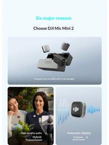 DJI Mic Mini 2 Wireless Microphone, Multi-Color Front Cover, High-Quality Audio, Noise-Canceling Clip-On Microphone - View 7