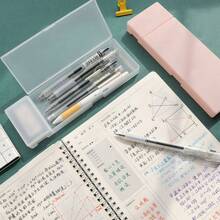 1pc Solid Pencil Case, Back To School, Pencil Bag, Backpack School Supplies - Rectangle - View 11