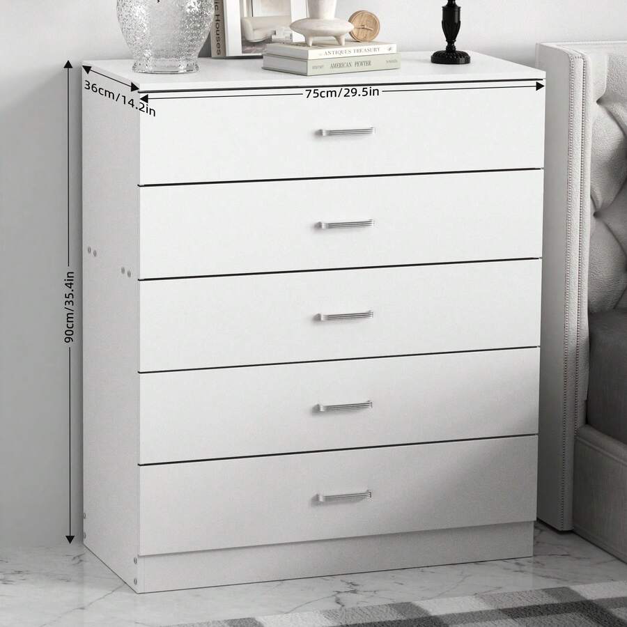 5 Drawer With Metal Handles & Runners, Unique Anti-Bowing Drawer Support, Riano Bedroom Furniture - Multicolor - View 1