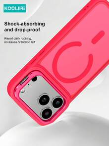 Koolife 1件裝玫瑰紅 3合1 磁吸金屬框鏡頭保護/支架手機殼，相容 iPhone 18 Pro/18 Pro Max/17 Pro Max/17/17 Pro/17 Air/16 Pro Max/16 Pro/16/16e/15 Pro Max/15 Pro/15/14 Pro Max/14 Pro/14/13 Pro Max/13 Pro/13/12 Pro Max/12 Pro/12/11 Pro Max/11，壓克力防摔硬殼背蓋，防震耐刮，適合生日、週年、派對送給年輕女孩的春季禮物 - 玫紅色 - 查看 5
