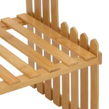 LIVINGANDHOME 2-Tier Tabletop Bamboo Plant Shelf, Desktop Flower Stand, Mini Potted Plant Rack, Succulent Display Holder, Countertop Plant Organizer, Natural Wood Adjustable Slatted Bamboo Rack With Anti-Slip Fence For Small Succulent Greenery Decor - Natural Wood Finish - View 8