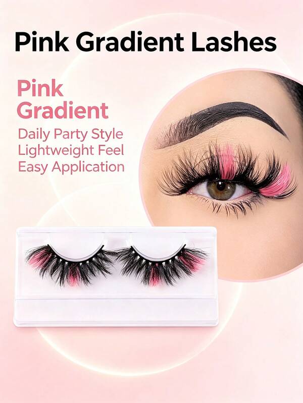 1 par de pestañas postizas de visón sintético con degradado de purpurina, brillantes, naturales, largas, dramáticas, esponjosas y suaves, pestañas en tira para fiesta, extensiones de pestañas coloridas para maquilladores y cosplay