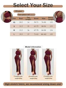 Women Solid Color Minimalist Daily Oblique Shoulder Top And Skirt 2 Pieces Set Summer Elegant - Burgundy - View 4