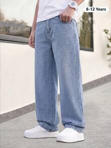 Fashionable Tween Boys Denim Jeans Spring Autumn Winter Long Pants - Light Wash - View 14