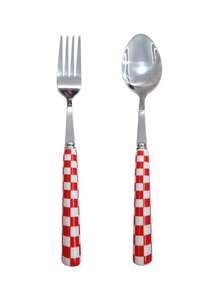 2/12pcs Unique Plaid Pattern Stainless Steel Cutlery Set, Elegant Porcelain, Multiple Colors, Includes Ceramic Handle Utensils, Creative Kitchen, Includes Forks And Spoons, Suitable For Daily Dining - Multicolor - View 13