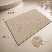Tapete Premium 2,50x2,00 Sala Quarto Escritório Alto Relevo Macio Antiderrapante - Bege - Visão 5