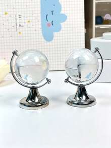 1pc Mini Crystal Globe With Metal Stand, 360° Rotating Glass Globe, Desktop Decor For Home And Office, Creative Birthday Graduation Gift For Students Friends Housewarming - Crystal Ball - View 9