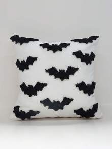 1pc Halloween Bat Pillowcase, Atmospheric Living Room Sofa Cushion, Bed Headboard Decorative Pillow, Halloween Party Atmosphere, Without Inner Cushion, Hidden Zipper Design, Machine Washable - Black - View 8