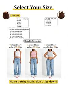 Jeans rectos y holgados de uso casual básico para mujer con bolsillos - Marrón - Ver 5