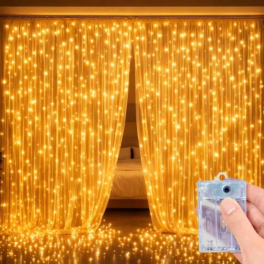 LED Battery Powered Curtain Lights, Warm White/Cool White/Multi-Color/Pink Fairy String Lights, Suitable For Bedroom, Wall, Wedding, Christmas, Party, Dorm, Home Decor