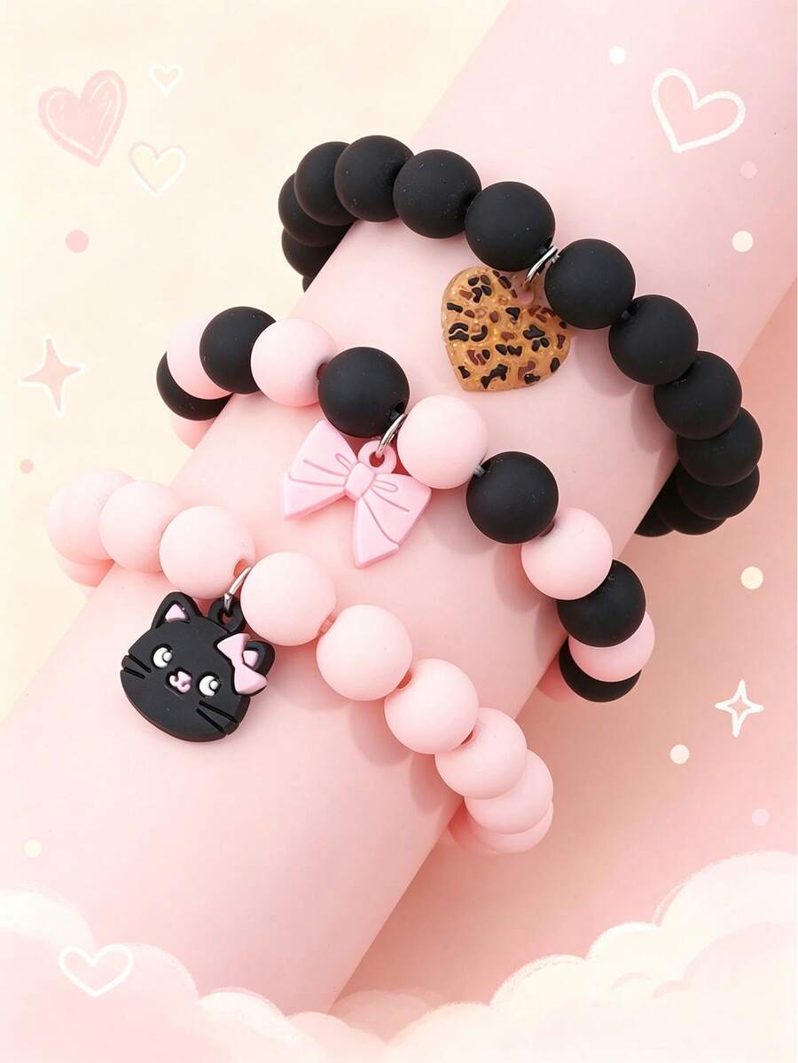 3 cái Bé Gái Mới Biết Đi Trái Tim Charm Vòng Tay - Nhiều màu - Xem 1