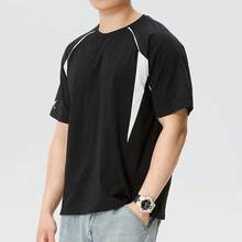 Skechers Men's Color-Block Raglan Cooling Quick-Dry Crew Neck Short Sleeve T-Shirt - Black - View 2
