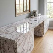 Marble Pattern Kitchen Oil-Proof Film, Stove Waterproof & Moisture-Proof Self-Adhesive Wallpaper, Countertop & Cabinet Renovation Tile Sticker - 1PC - View 2