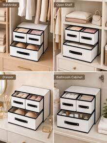 Washable Fabric Storage Box With Multi-Layer Drawers, Fashionable Drawer-Style Underwear Organizer Designed For Women; Suitable For Bedroom, Closet, Dormitory And Other Places; Foldable, Ideal For Home And Campus Storage - Multicolor - View 5