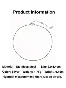 1pc Stainless Steel Gold & Silver Dual-Tone All-Match Ultra-Thin Square Box Chain Anklet, Beach Vacation Layering Versatile Adjustable - Thin Box Chain Anklet - View 4