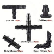 1/4英吋通用寶牙T型接頭，1/4英吋寶牙T型滴灌接頭，適用於4mm/7mm花園軟管零件，滴灌軟管接頭澆水系統 - 三通管接頭 - 查看 16