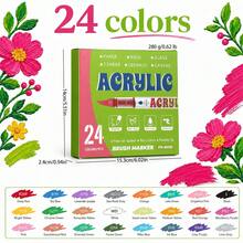 Juego de rotuladores acrílicos, bolígrafos de pintura acrílica de colores ricos, adecuados para principiantes y creadores profesionales, se pueden usar en papel, lienzo, piedra, regalos DIY hechos a mano por estudiantes, disponible en 12/24/36/48/63/72/84/120 piezas - Conjuntos - Ver 9