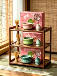 Petal Raku Matcha Tea Set, Multiple Colors Available, Complete Matcha Whisk And Bowl Set, Japanese Tea Ceremony Practice And Matcha Workshop Tools, Suitable For Garden Camping, Balcony Tea Time, Coffee Shop And Dessert Shop Use, Wedding Favors, Birthday Gifts, Random Color And Style - Color: Random - View 4