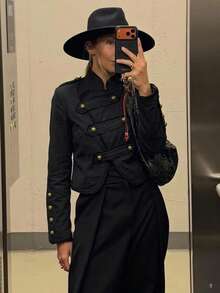 GMFP Women's Casual Elegant Fashion Loose Stand Collar Short Jacket Black - Black - View 3